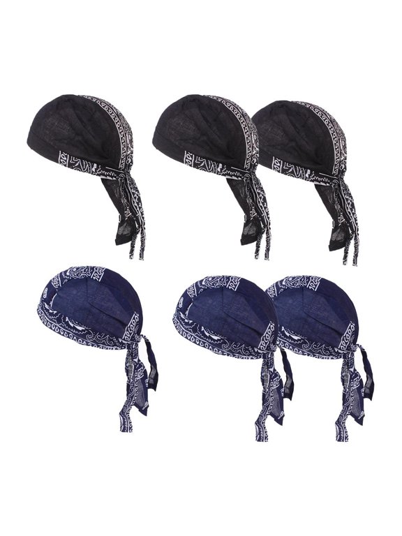 6pcs Unisex Turban Hat Cotton Chemo Durag Muslim Hair Loss Headscarf Hat