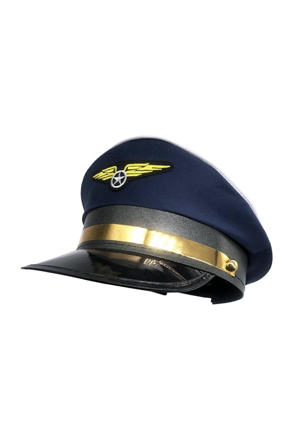 Airline Big Cornice Hat Airline Cap Role Play Dress Up Costume Accessory Novelty navy blue