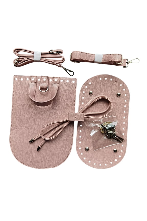 Bag Making Set Handmade Handbag PU Leather Sewing Drawstring Crochet Bag bottoms Pink