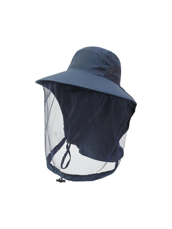Beekeeping Net Hat, Beekeeper Hat -Nylon Bucket Hat, Face Protection for Fishing Navy blue
