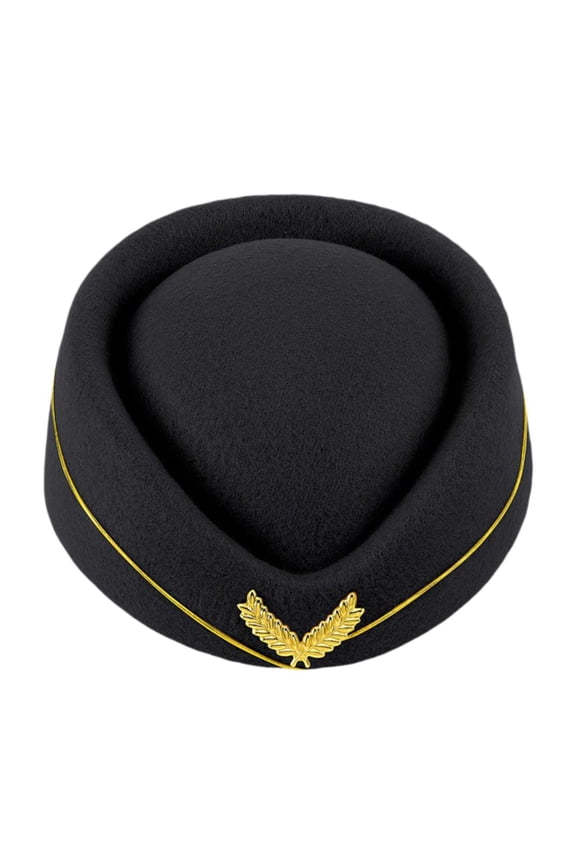 Beret Hat Comfortable Decor Cosplay Stewardess Hat for Cosplay Fancy Dress Party Black