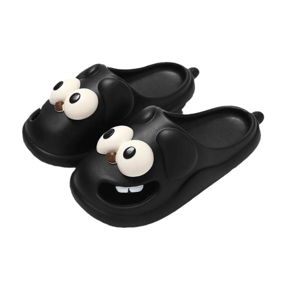 Wxqbjtam Big Eyed Dog in The Shape of Summer House Glovers Sandals for The Shower Hotel of Bathroom Beach Black 40 to 41