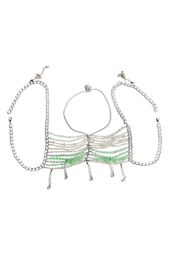 Body Chain Bra Chain Beading Chain Bra Chest Chain for Rave Concerts Prom Summer