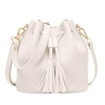 thumbnail image 1 of Wxqbjtam Bucket Shoulder Bag Drawstring Bag Hobo Bag Fashionable Shoulder Bags PU Leather White, 1 of 3