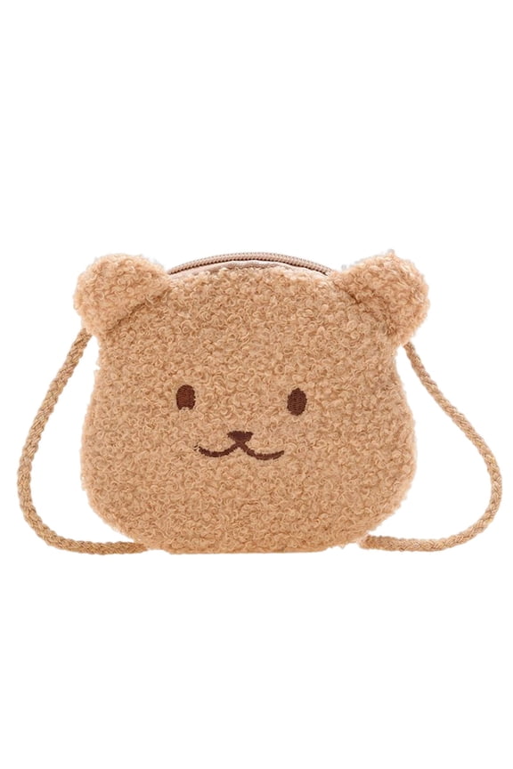 Cartoon Animal Shoulder Bag Clutch Bag Casual Fashion Purse for Toddler Children Brown