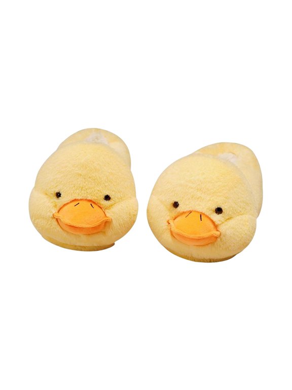 Cartoon Women Plush Slippers Non Slip Warm Indoor Birthday Gift Thick Soled Soft Duck Yellow