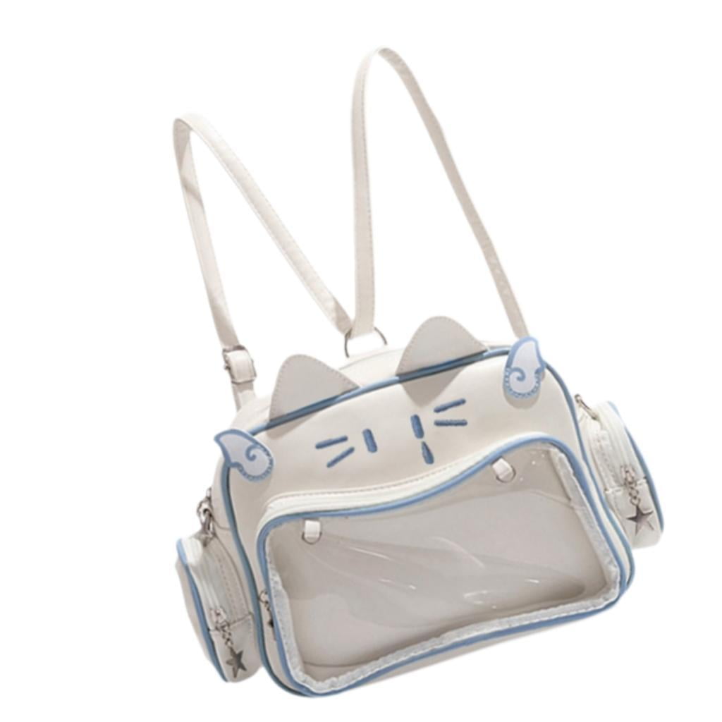 Wxqbjtam Cat Ita Bag DIY Cute Adjustable Strap Tote Bag PU Leather Women Shoulder Bag for Blue