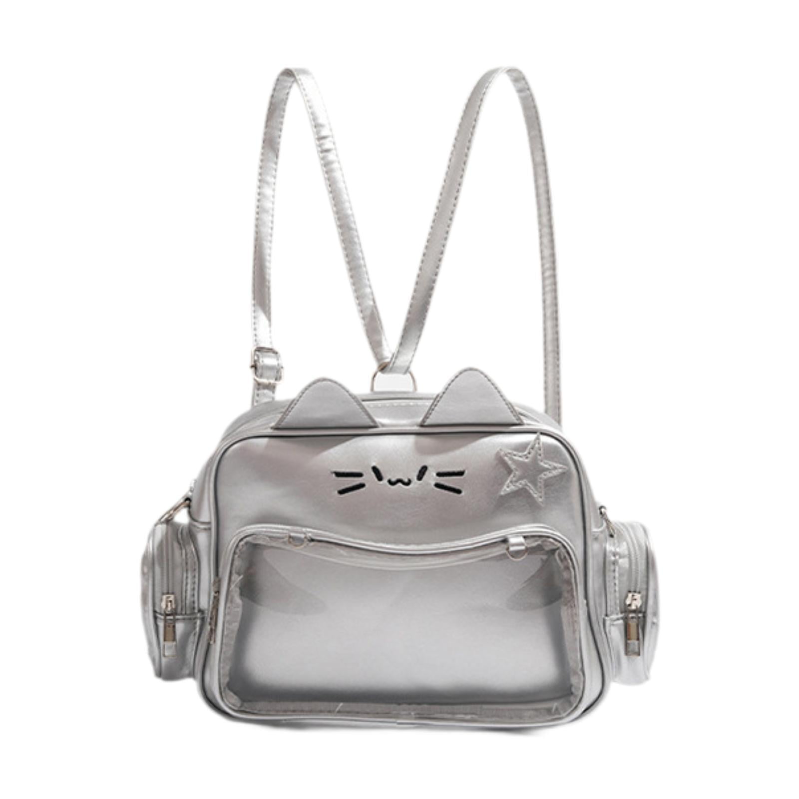 Wxqbjtam Cat Ita Bag DIY Cute Adjustable Strap Tote Bag PU Leather Women Shoulder Bag for Silver