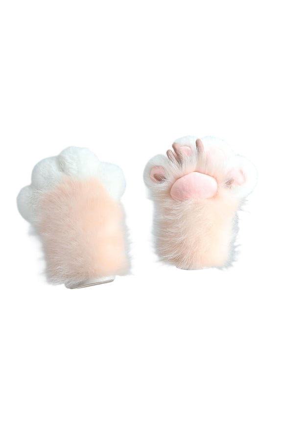 Cat Paws Gloves Cosplay Costume Accessories Winter Warm Gloves Fancy Dress Plush pink