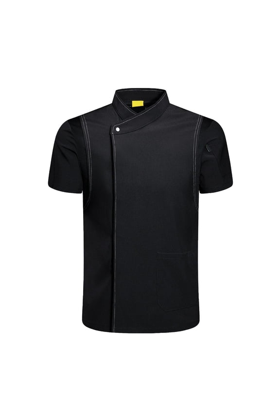 Chef Coat Jacket Short Sleeve Cafe Restaurant Apparel Pub Unisex Black XXL