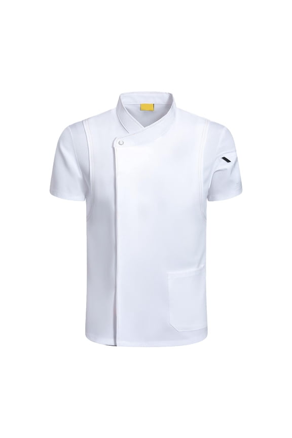 Chef Coat Jacket Short Sleeve Cafe Restaurant Apparel Pub Unisex Uniform White L