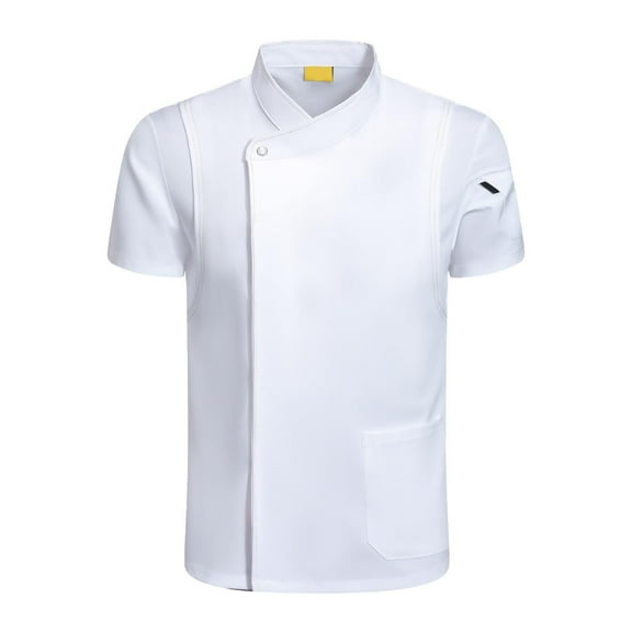 Wxqbjtam Chef Coat Jacket Short Sleeve Cafe Restaurant Apparel Pub Unisex Uniform White L