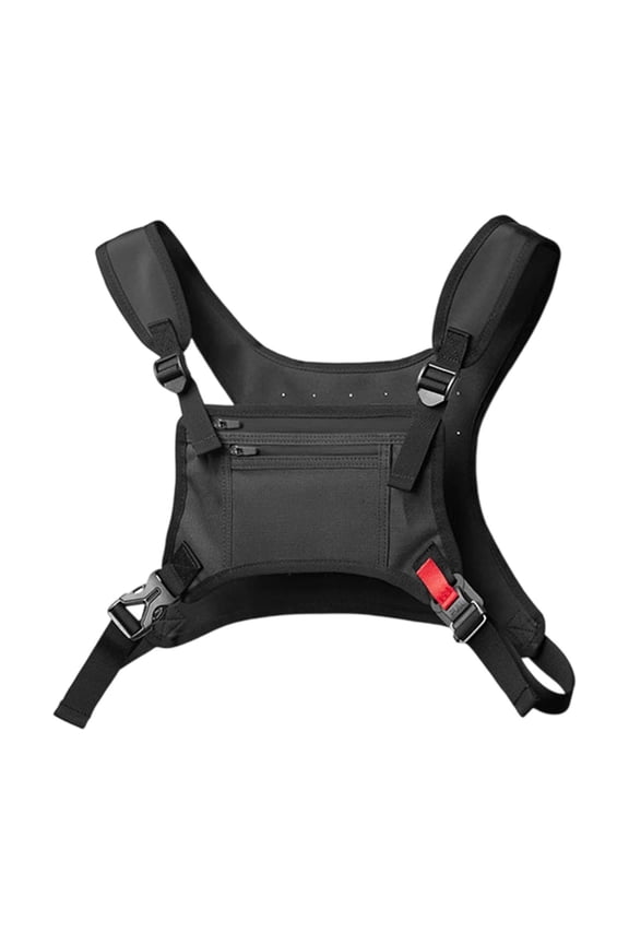Chest Rig Bag Breathable Modern Holder Streetwear Front Pack for Fishing Walking black