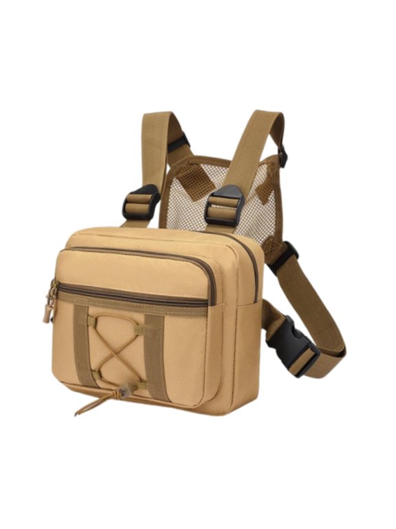 Chest Rig Bag for Men Women Adjustable Shoulder Strap Multifunctional Vest Chest Khaki