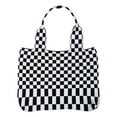 thumbnail image 1 of Wxqbjtam Chic Checkerboard Women Girls Knitted Shoulder Bag Casual Tote Black White, 1 of 9
