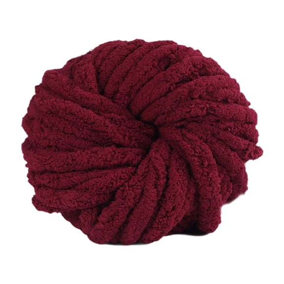 Wxqbjtam Chunky Chenille Wool Yarn Lightweight Washable Polyester Yarn for Blanket Basket Deep Red