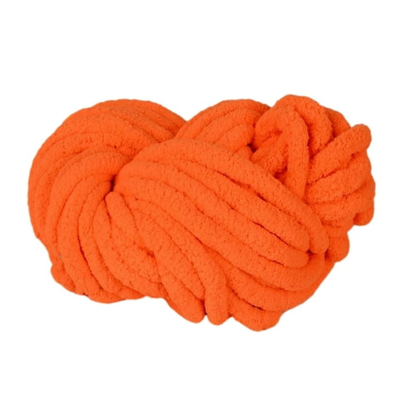 Wxqbjtam Chunky Chenille Yarn Acrylic Fibers Giant Soft Yarn Jumbo Bulky Yarn for Cushion Orange