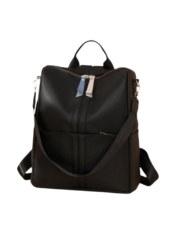 Computer Backpack Zipper Pocket Adjustable Modern Easy to Carry Convertible with Black