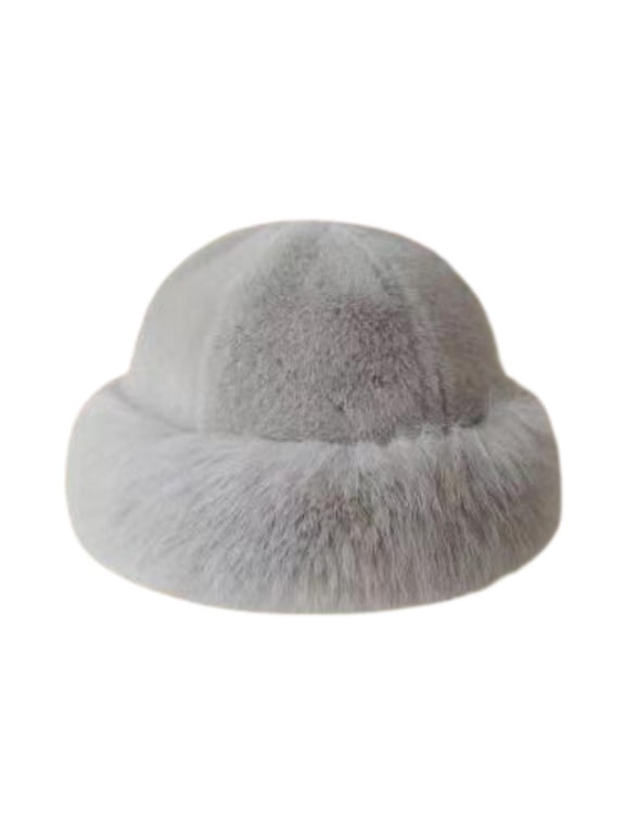 Cossack Hat Russian Hat Headwear Winter Faux Fur Hat for Outdoor Motorbike Girls Light Gray