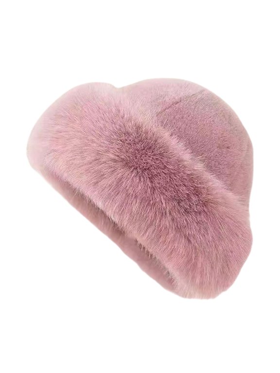 Cossack Hat Russian Hat Women Ear Protection Cap Thicken Soft Female Winter Faux Bean Paste Color