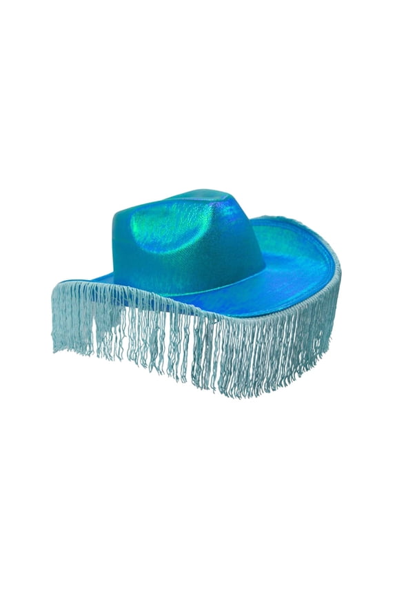 Cowboy Hat Denim Hat Sparkly Glitter Panama Hat Fantasy Dress up Western Cowgirl Blue