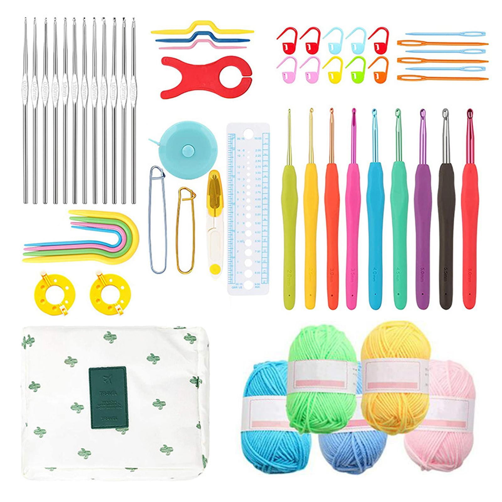 Wxqbjtam Crochet Hooks Knitting Needles Knit Gauge Scissors Stitch Holders for Beginners Blue Flower