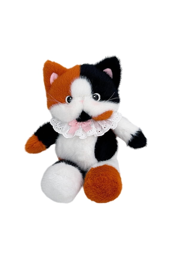 Cute Cat Stuffed Backpack Lovey Stuffed Toy Lifelike Lightweight Animal Backpack Orange White Black