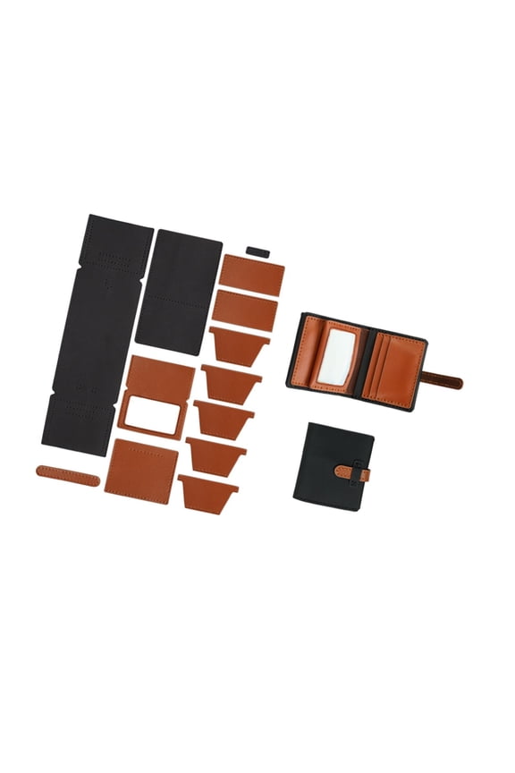 DIY Leather Wallet Set Bag Making Complete Kit Pre Punched for Adults with Holes Black Brown