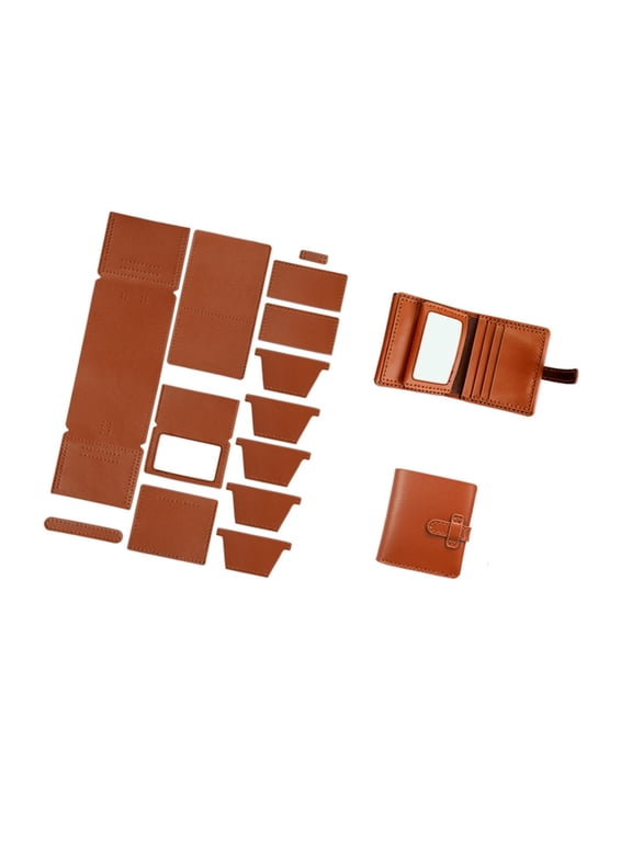 DIY Leather Wallet Set Bag Making Complete Kit for Beginner Card Holder Handmade Brown