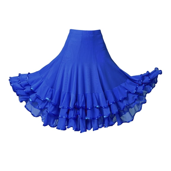 Wxqbjtam Dance dress, dance skirt, Latin skirt, circle skirt, dance skirt, pleated skirt, Royal Blue