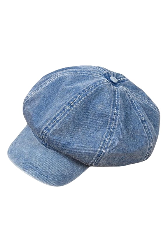Denim Newsboy Caps Vintage Soft 8 Panels for Women Girls Flat Caps LIght Blue