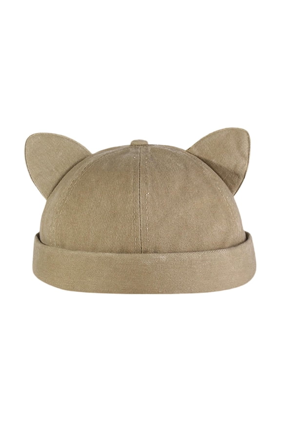 Docker Cap Beanie - Stylish Visorless Flip Sailor Skull Cap - Perfect for Dates, Khaki