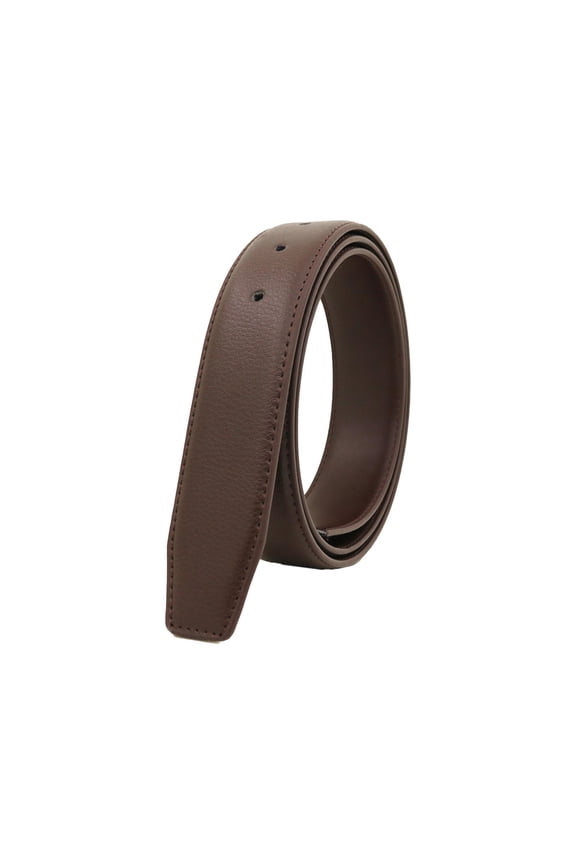 Durable Mens Belt No Buckle 120cm DIY with Holes 33mm Width Adjustable Waistband Brown