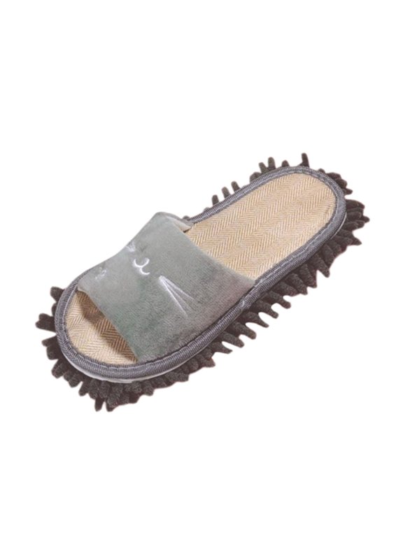Dust Mop Slippers Warm Washable House Dusting Slippers Detachable Floor Cleaning Gray