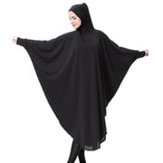 Wxqbjtam Elegant Lady Plain Arabic Muslim Batwing Abaya Elastic Piece Hijab Prayer Dress M