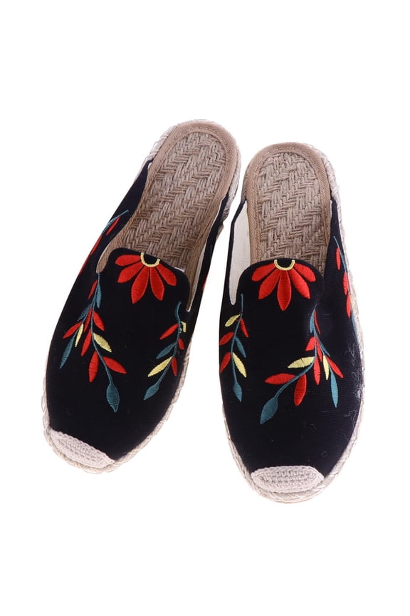 Embroidery Flats Mesh Loafers Espadrilles Mule Casual Boat 37