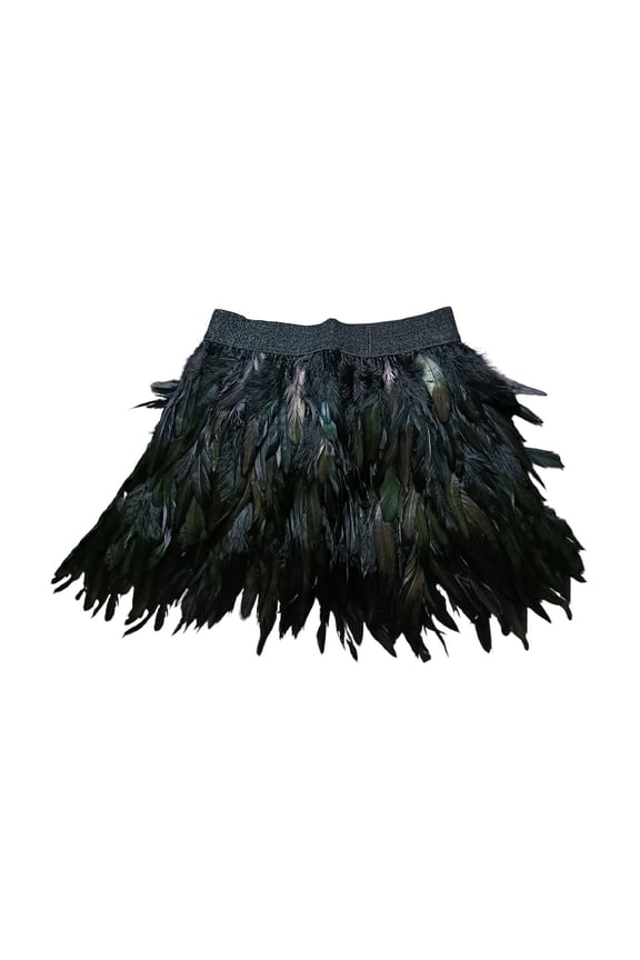 Feather Fringe Leather European and American Street Feather Skirt Hip Mini Skirt