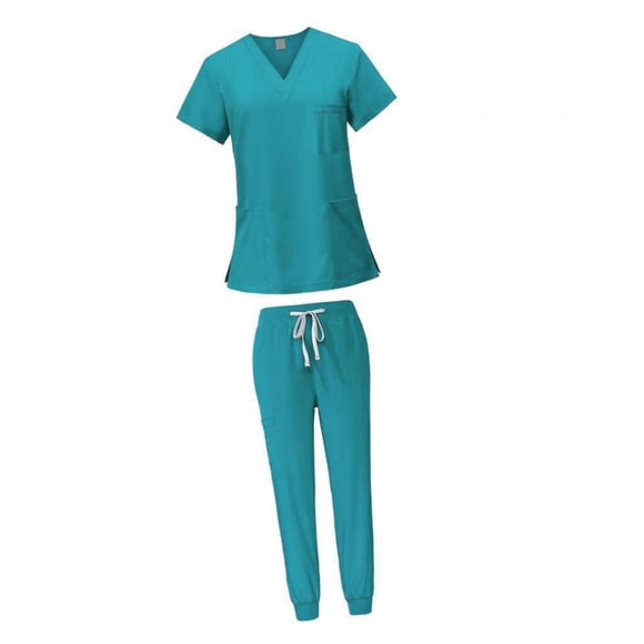 Female Scrub Set Comfortable V Neck Soft Short Sleeves Breathable Nurse Workwear S