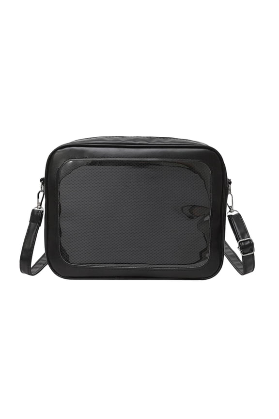 Figure Display Bag Pin Display Multipurpose Clear Window Messenger Bag Crossbody Black