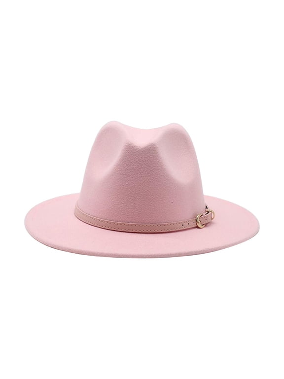 Floppy Panama Hat Buckle Cap Women Fedora Hats for Stage Performance Fall Winter 59-61cm
