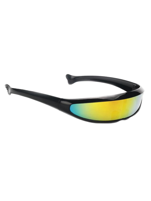 Funny Futuristic Narrow Plastic Color Mirrored Single Lens Visor Sunglass A 8