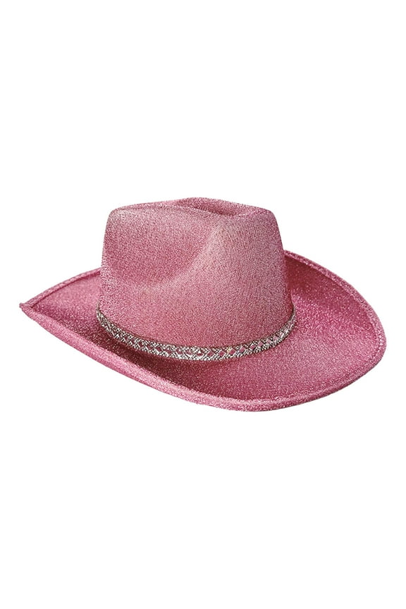 Glitter Cowboy Hat Cowgirl Hat Cap Western Hat Headwear for Women Men for Summer Pink