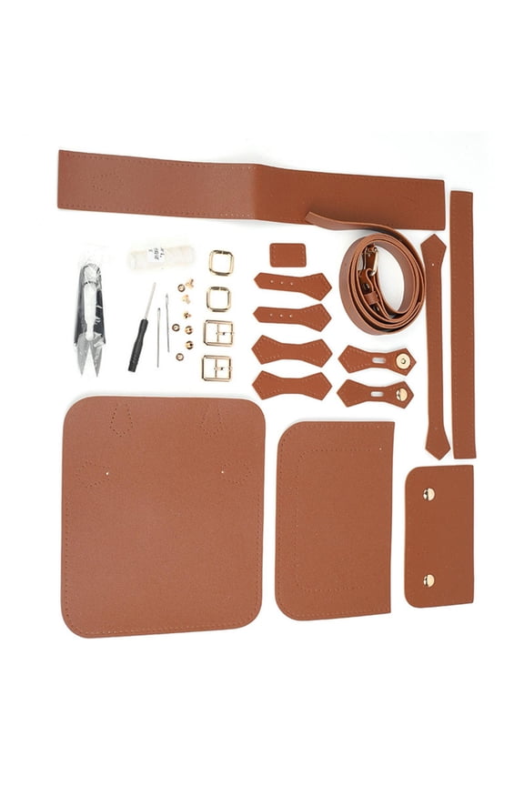 Hand Handmade Womens Leather Shoulder Bag Making Complete Kit Crossbody Bag Full Brown