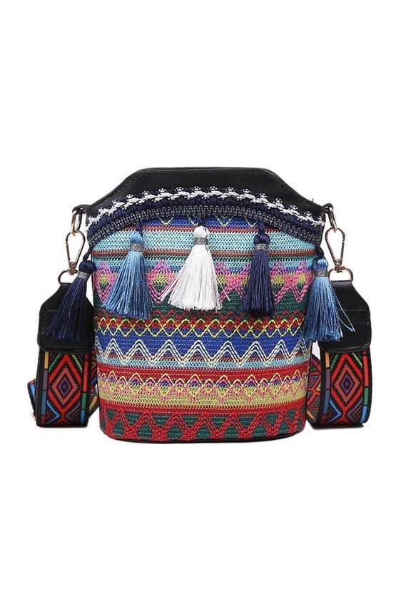 Hippie Bags Women Embroidered Shoulder Bag Style Bag Bohemian Bucket Bag Holiday Black