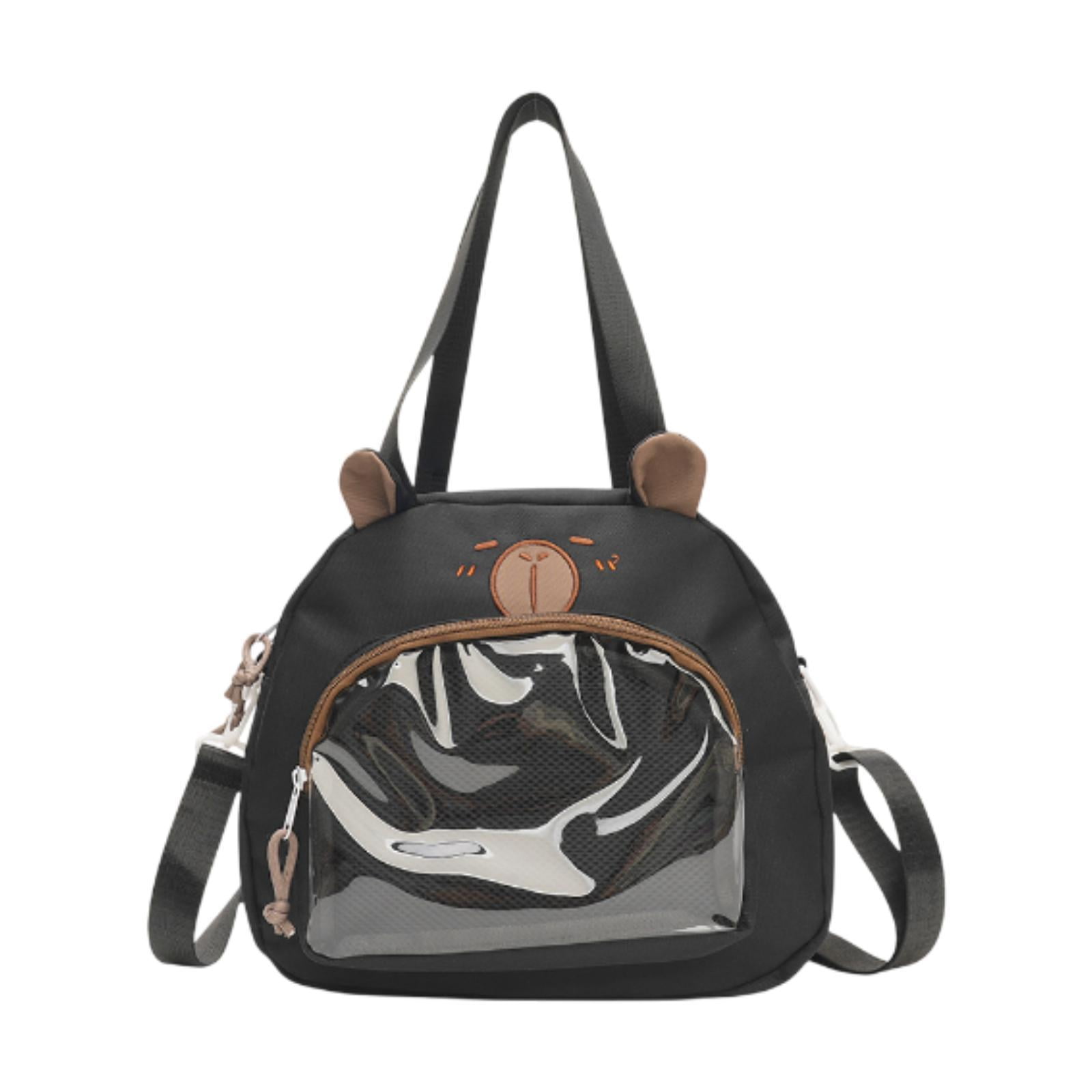 Wxqbjtam Ita Bag Badge Bag Cute Capybara Girls PVC Pin Display Bag for Shopping Halloween Black