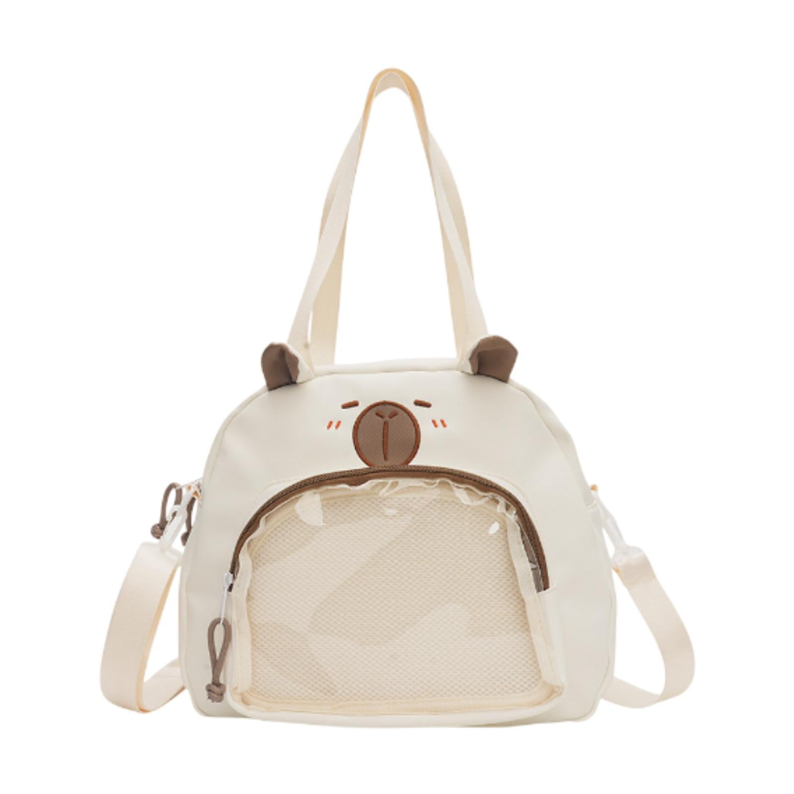 Wxqbjtam Ita Bag Badge Bag Cute Capybara Girls PVC Pin Display Bag for Shopping Halloween White