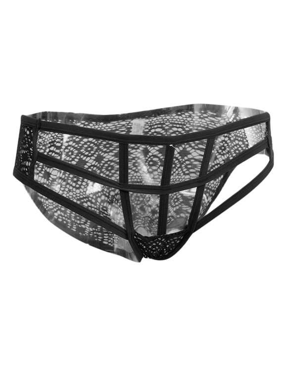 Ladies Hollow Intimates Transparent Knickers Low Waist Panties Underpants Black