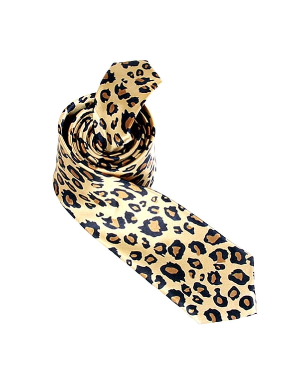 Leopard Print Stylish Unisex Men Casual Necktie 2'' Skinny Slim Narrow Satin Tie