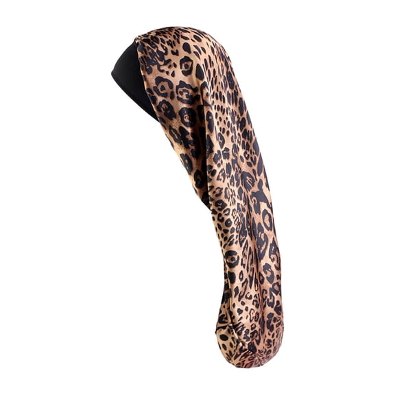 Wxqbjtam Long Satin Bonnet Bath Cap Hair Protection Comfortable for Hair Care Lightweight Leopard Print