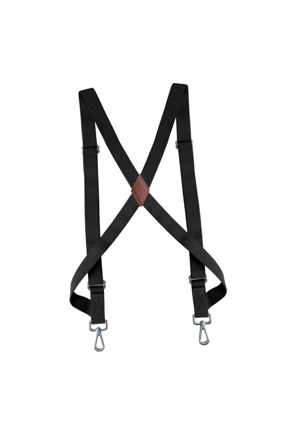 Men Women Suspender Heavy Duty Swivel Hooks Elastic X Type Unisex for Belt Loops Black